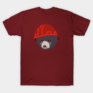 Funny Bear Cub in Red Hard Hat Building Inspector Humor T-Shirt